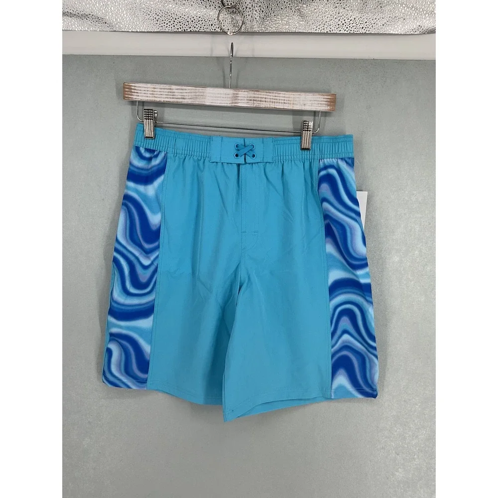 Ocean Gear Boys Swim Shorts Turquoise Swirl UPF 50 Plus XXL 18